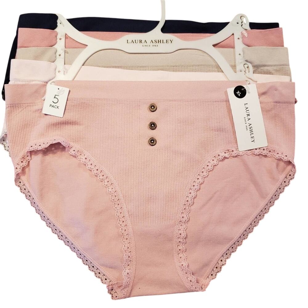 Laura Ashley NWT 5 pack stretch panties nylon spandex blend XL